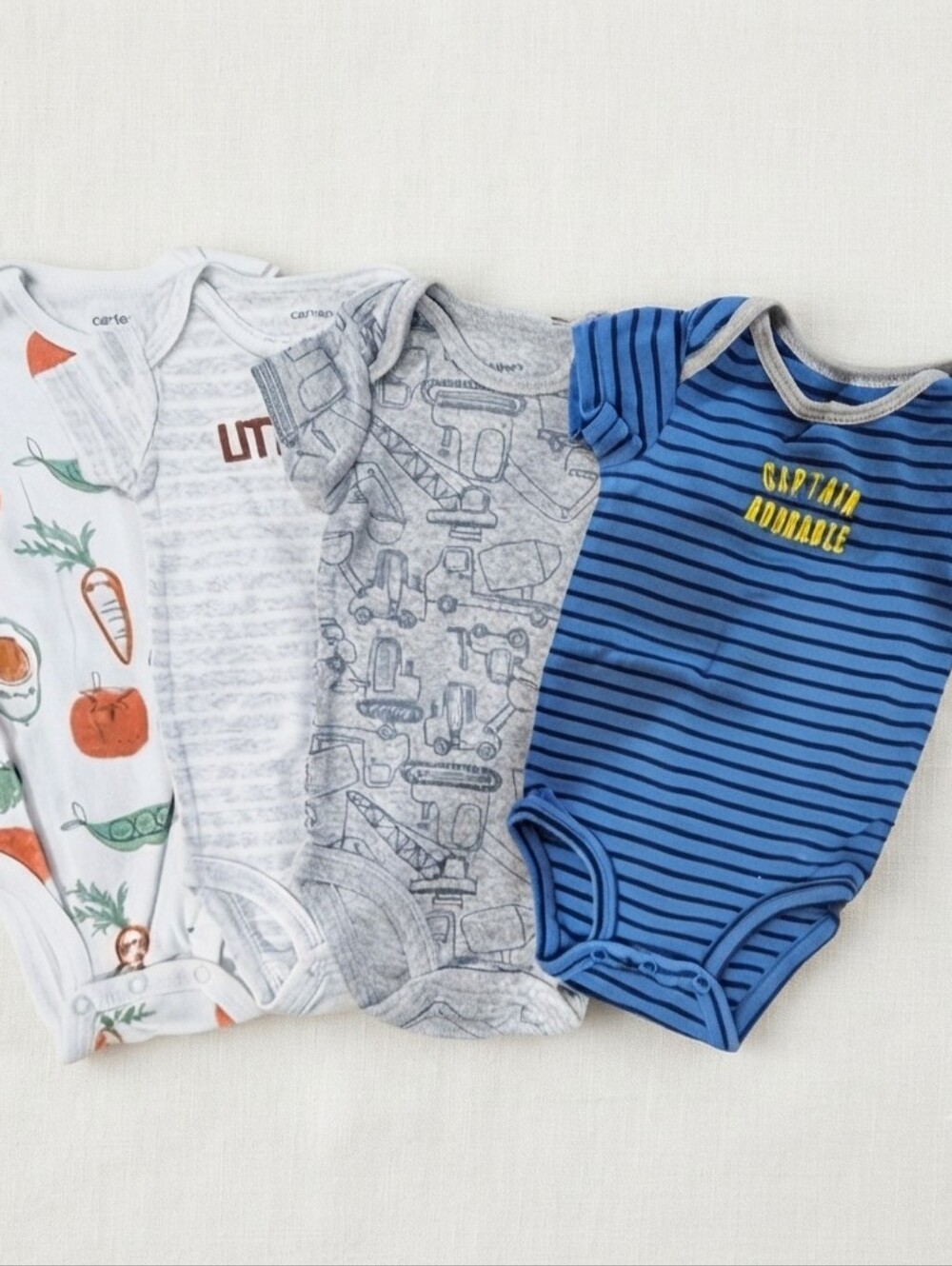 Carter's 6M Bodysuits Set - Cream, Gray, Blue